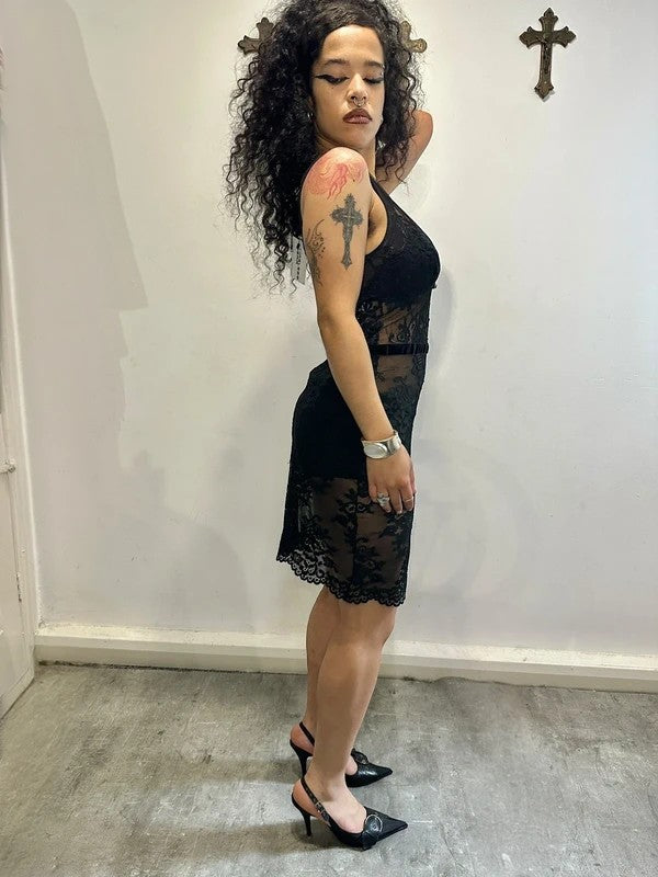 Vintage Italian Intimissimi Lace Midi Dress (S/M)