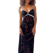 Vintage French Glitter Swirl Evening Gown (S)