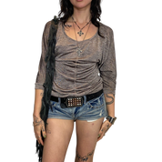 Indie Sleaze Batwing Draped Top (XS/S)