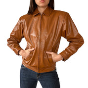 90s Cognac Leather Jacket (XS)