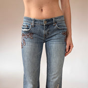 Y2K Embellished Low Rise Jeans (XS)