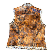 vintage Joseph Ribkoff faux leather and faux fur leopard print vest