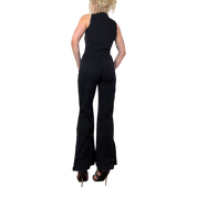 Zip Front Flare Leg Jumpsuit (S)