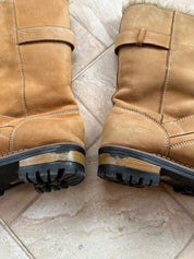 Vintage 2000s Y2K Faux Fur Buckle Boots (US 7 EU 38 UK 5)