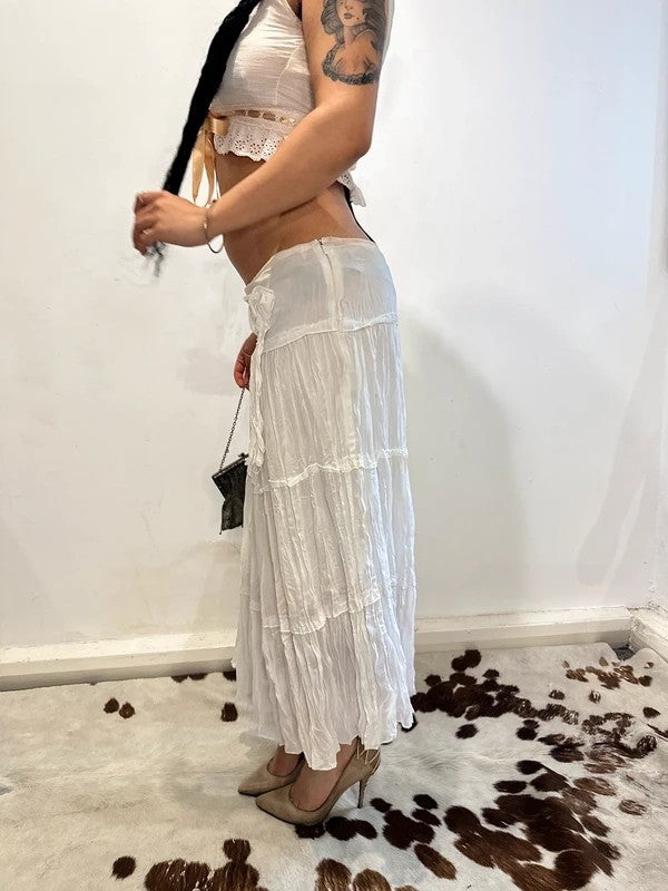 Vintage Parisian Milkmaid Midi Skirt (M UK 10-12)
