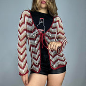 Chevron Crochet Tie Front Cardigan (M)