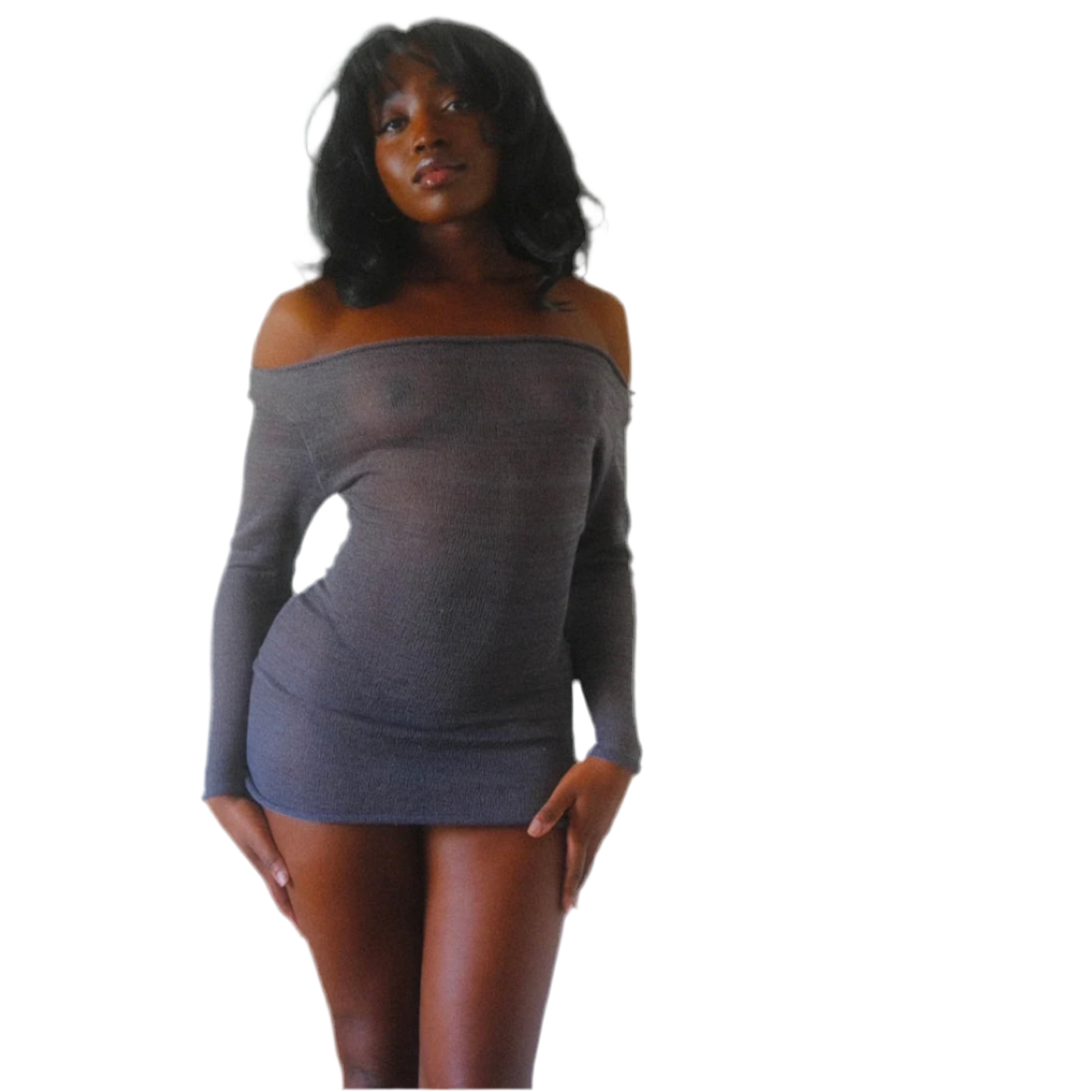 Gray Knit Mini Dress (XS-XL)