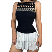 90s Cutout High Neckline Top (XS)