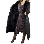 Parisian Vintage Fur Trim Suede Leather Patchwork Coat (M/L)
