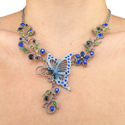 Blue Butterfly Necklace Set