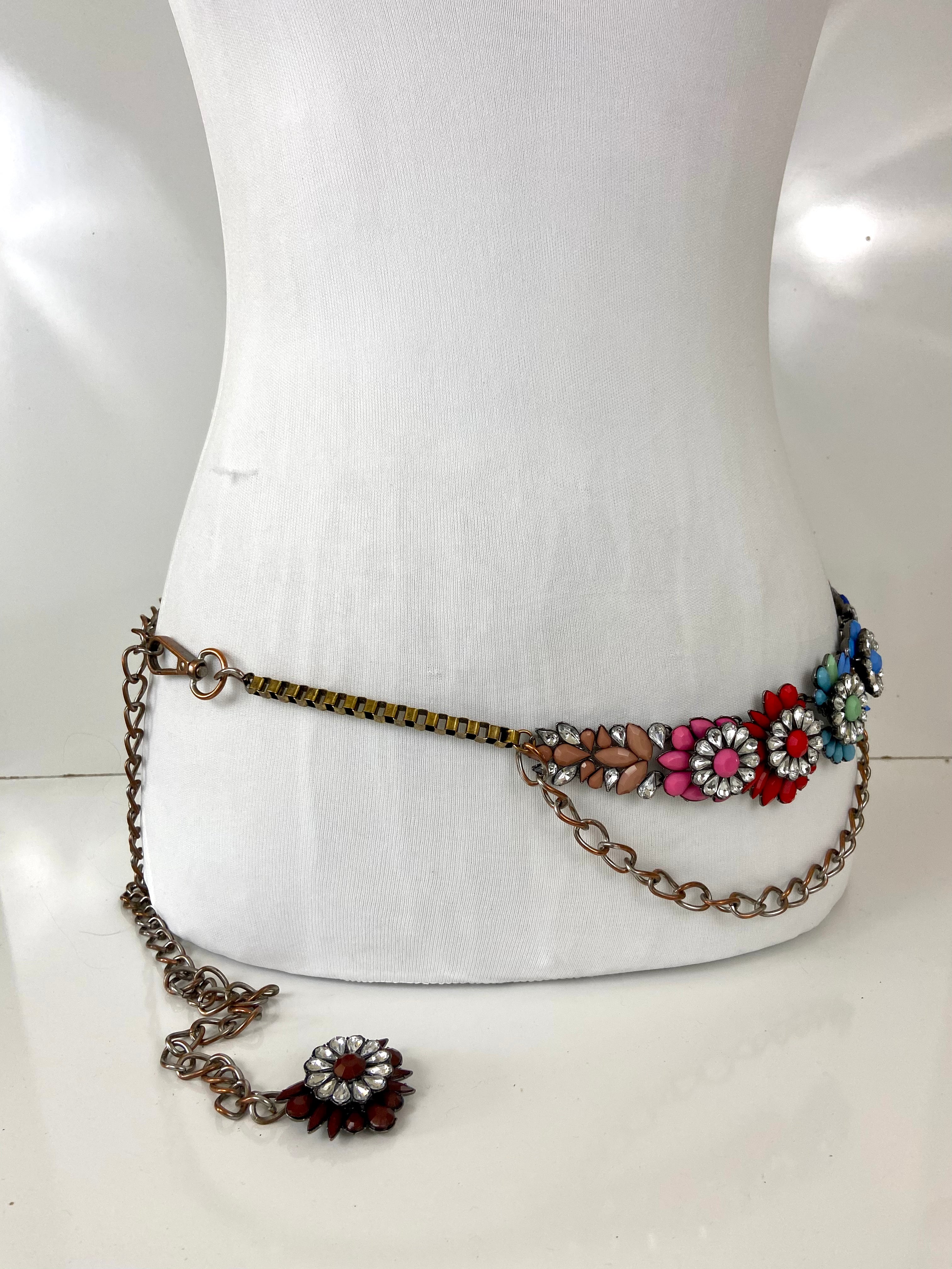 rainbow crystals vintage glamorous bohemian ethnic belt