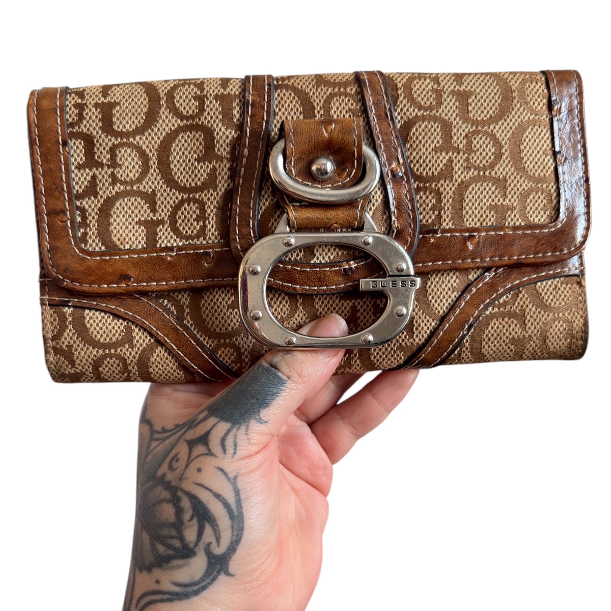 Y2K GUESS monogram brown wallet