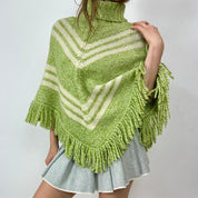 2000s Green & Cream Wool Poncho (M/L)