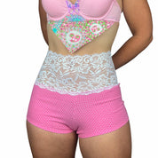 Polka Dot Fold-Over Mini Shorts (S)