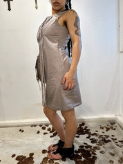 Vintage Avant Garde Suede Fringe Shift Mini Dress (EU 38 GB 10)