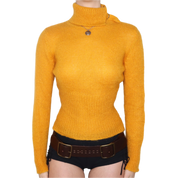 Y2K Orange Mohair Turtleneck Sweater (S/M)