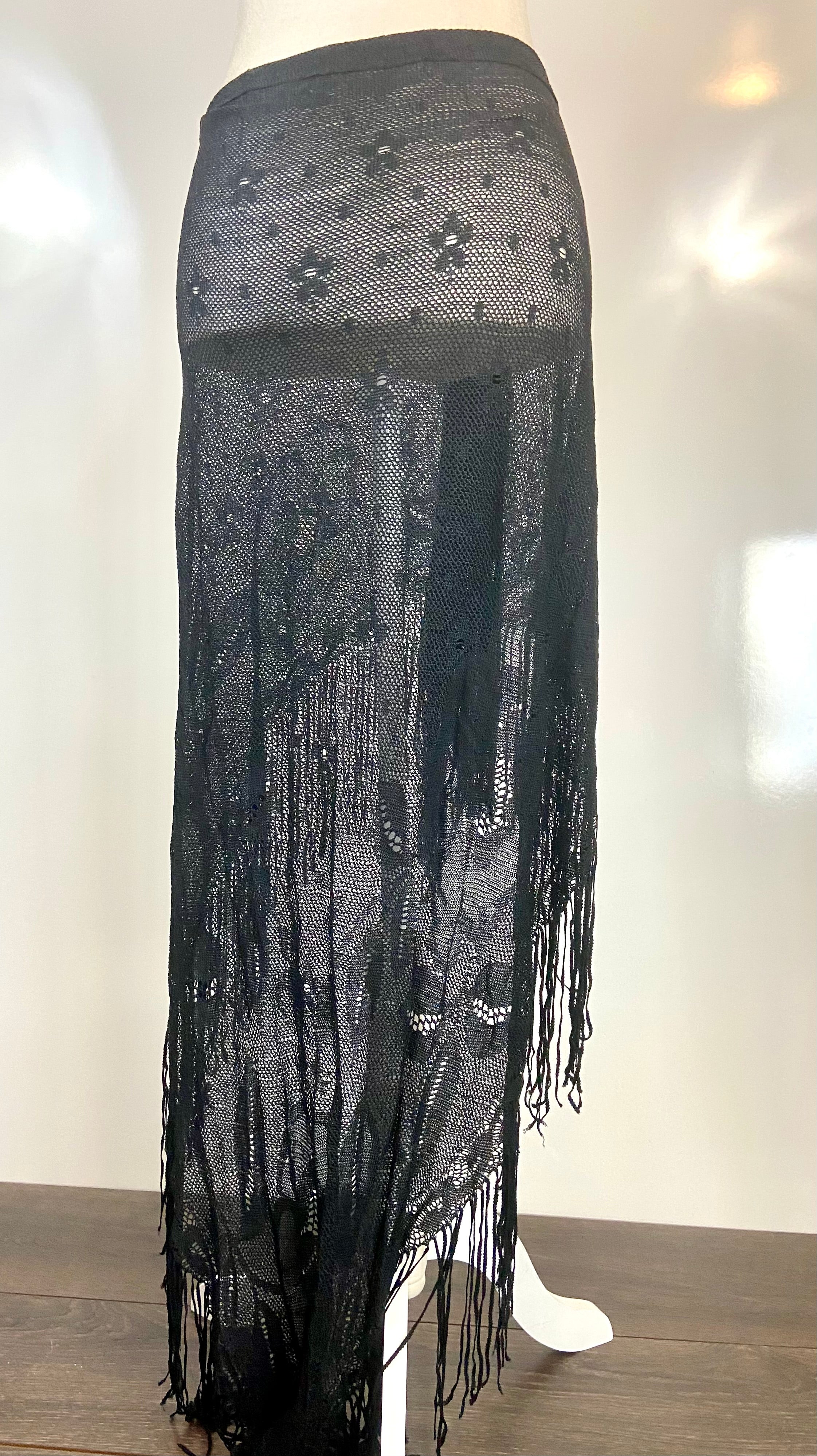 Black Lace triangle Scarf with flower accessories