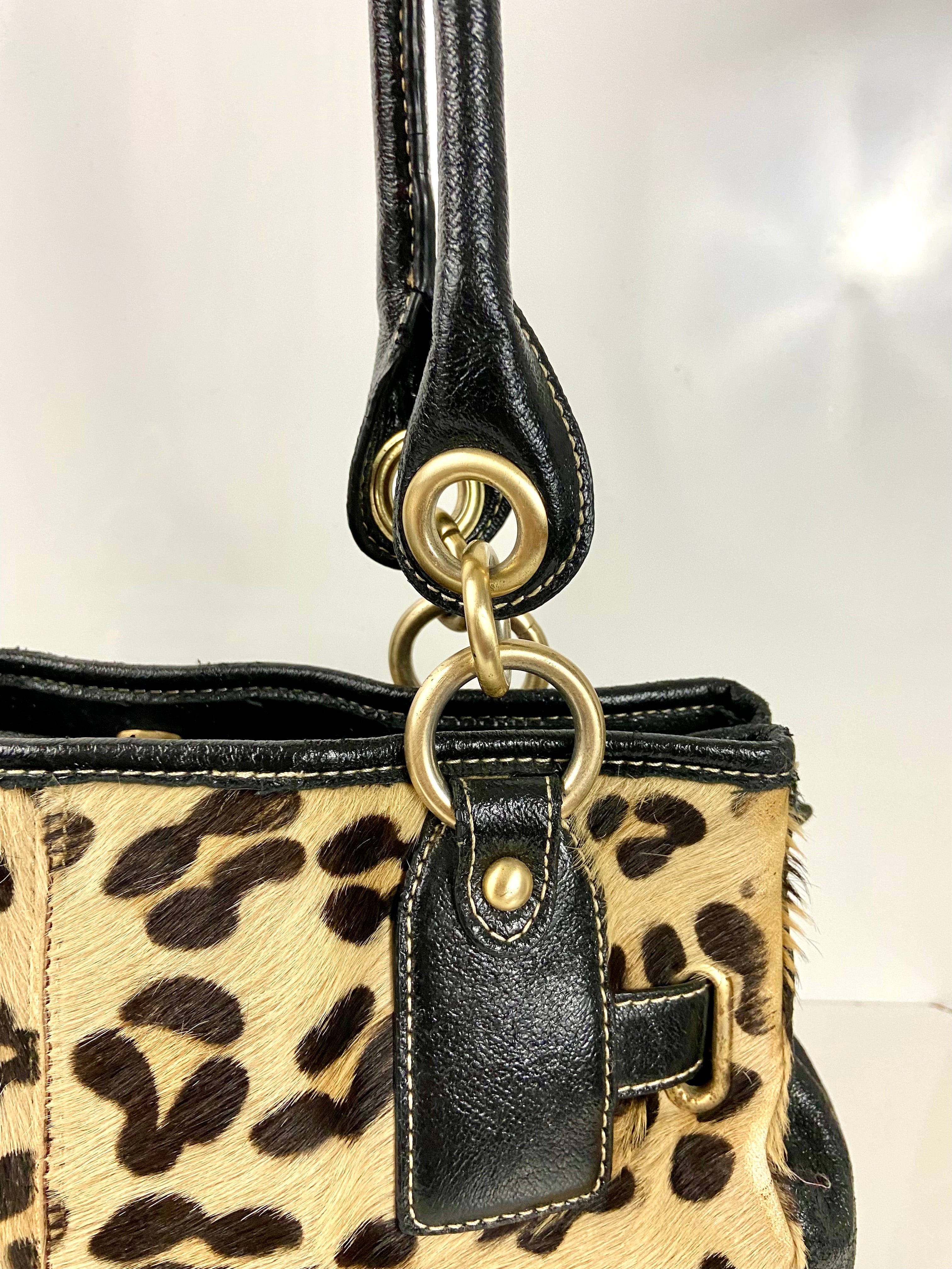 Leopard Pony Hair and Leather Shoulder Bag