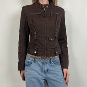 Vintage Brown Denim & Leather Jacket (S)