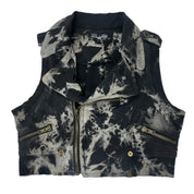 Bleached Cropped Moto Vest Top (M/L)