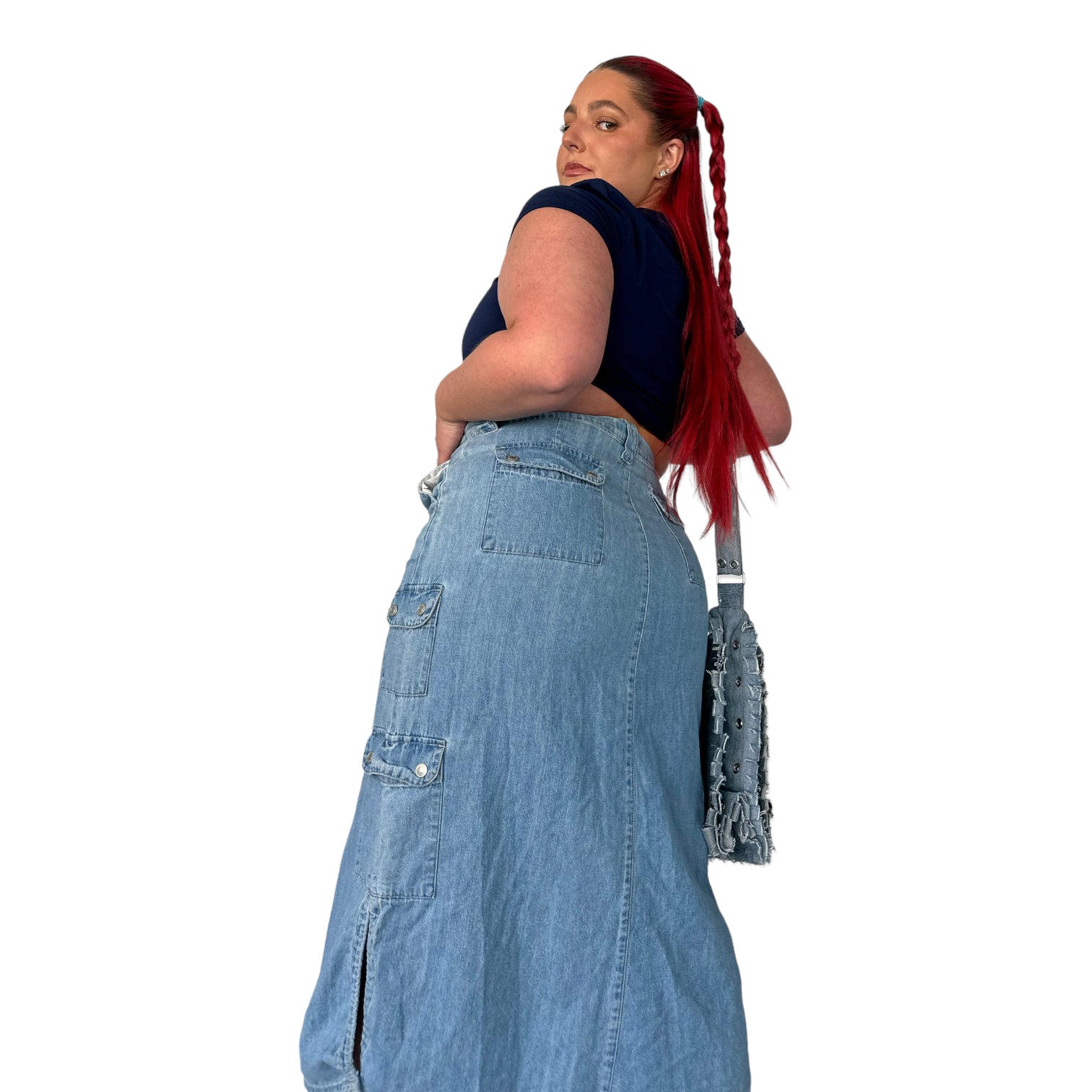 Vintage Denim Maxi Skirt (XL)