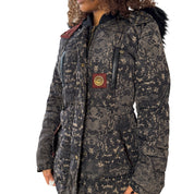 Desigual Lace Print Faux Fur Hood Puffer Coat (S)