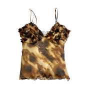 Silk Mesh Leopard Ruffle Cami (S/M)