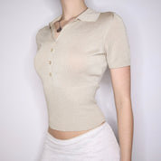 Y2K ESCADA Gold Knit Blouse (S)