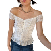 2000s White Lace Top (S)