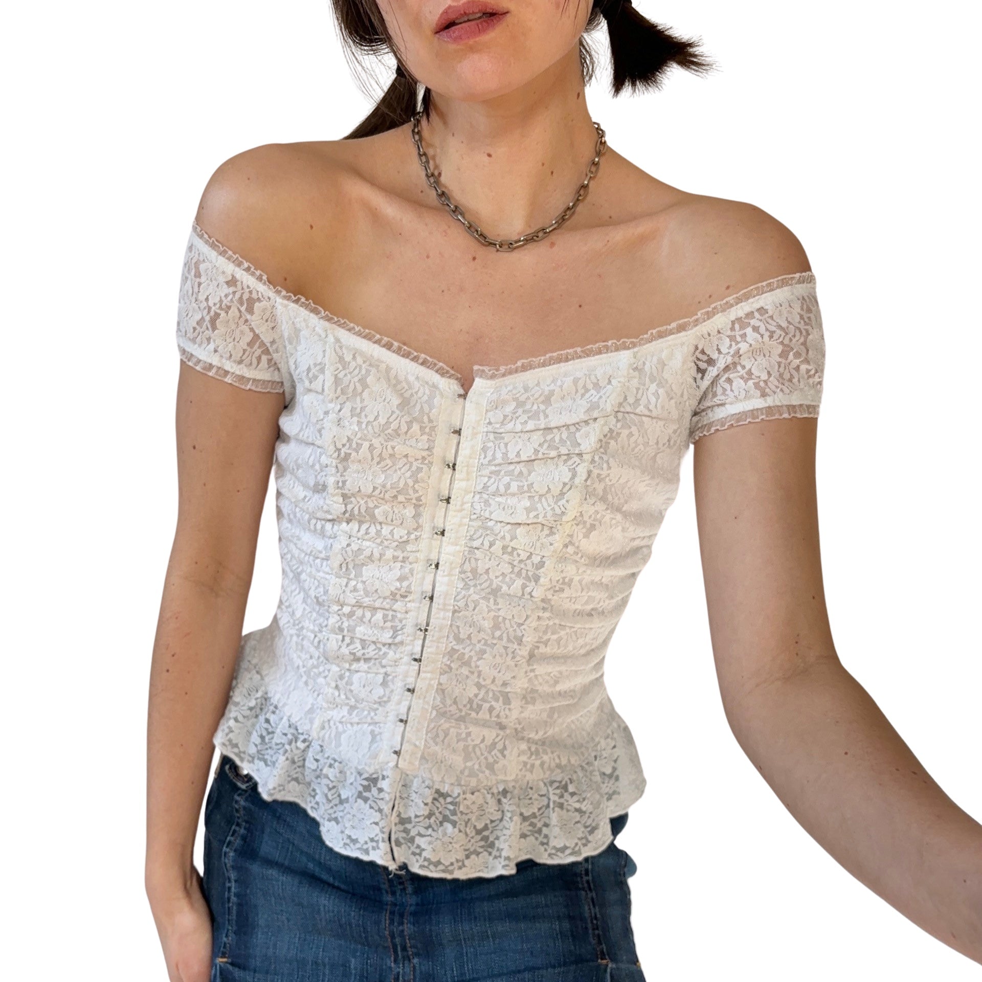 2000s White Lace Top (S)