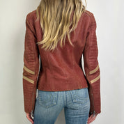 Vintage Dusty Red Leather Moto Jacket (M/L)