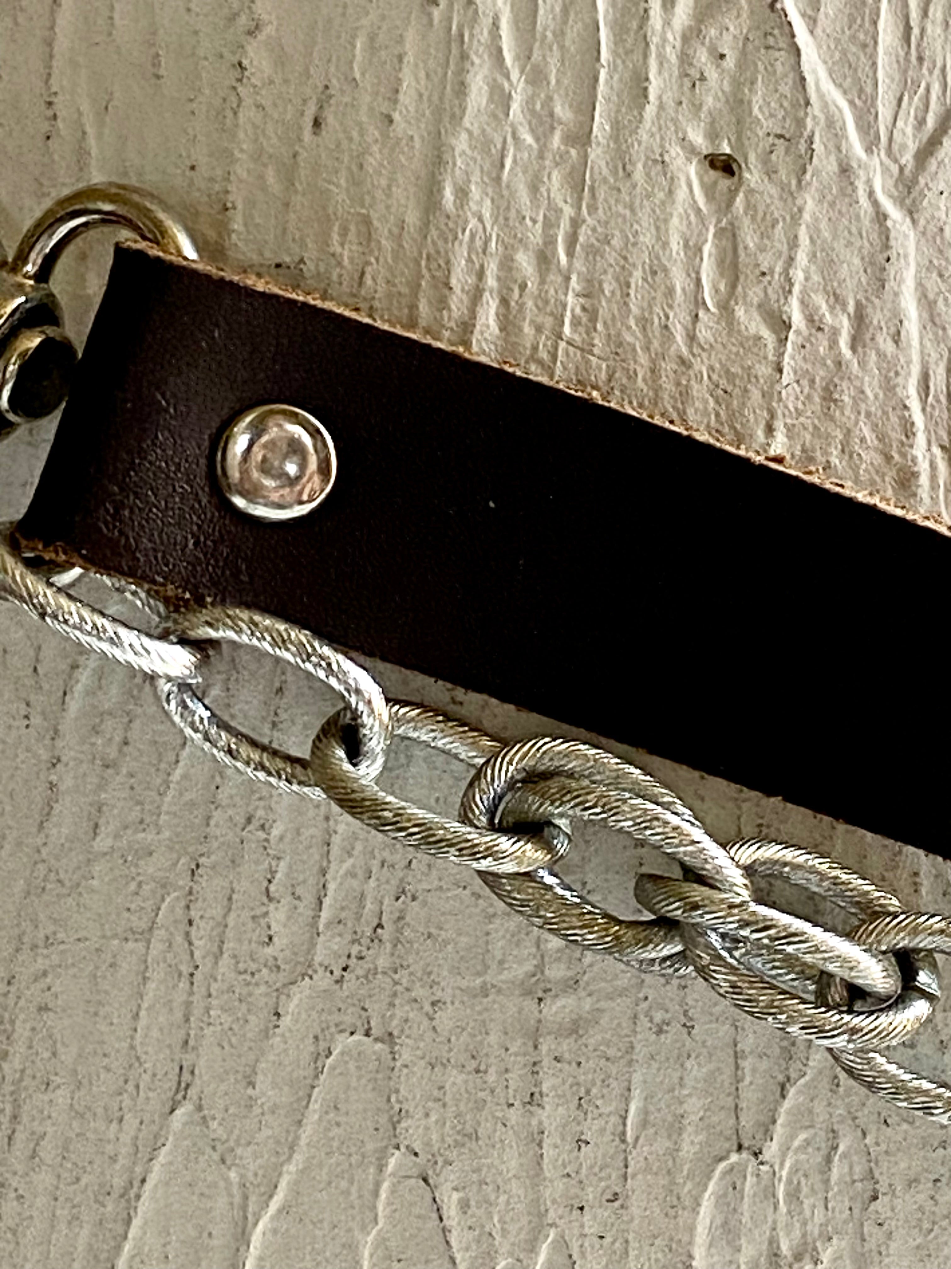 Layers leather beads & stones chain belt