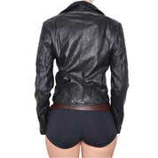 Y2K Sexy Italian Black Leather Moto Jacket (M)