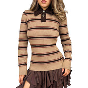 70s Italian Vintage Striped Polo Sweater (S/M)