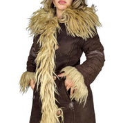 1970s Genuine Suede & Shearling Fur Trim Penny Lane Coat (L)