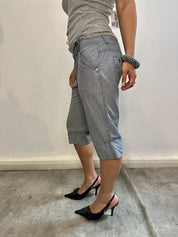 Vintage Espirit Pinstriped Cotton Cropped Capri Pants (UK 10 / small 12, S/M)