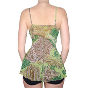 Y2K Green Paisley Mesh Tank Top (M)