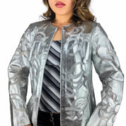 Metallic Genuine Leather Cutout Jacket (S/M)