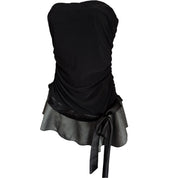 Y2K ruffle polka dot tube top (S/M)
