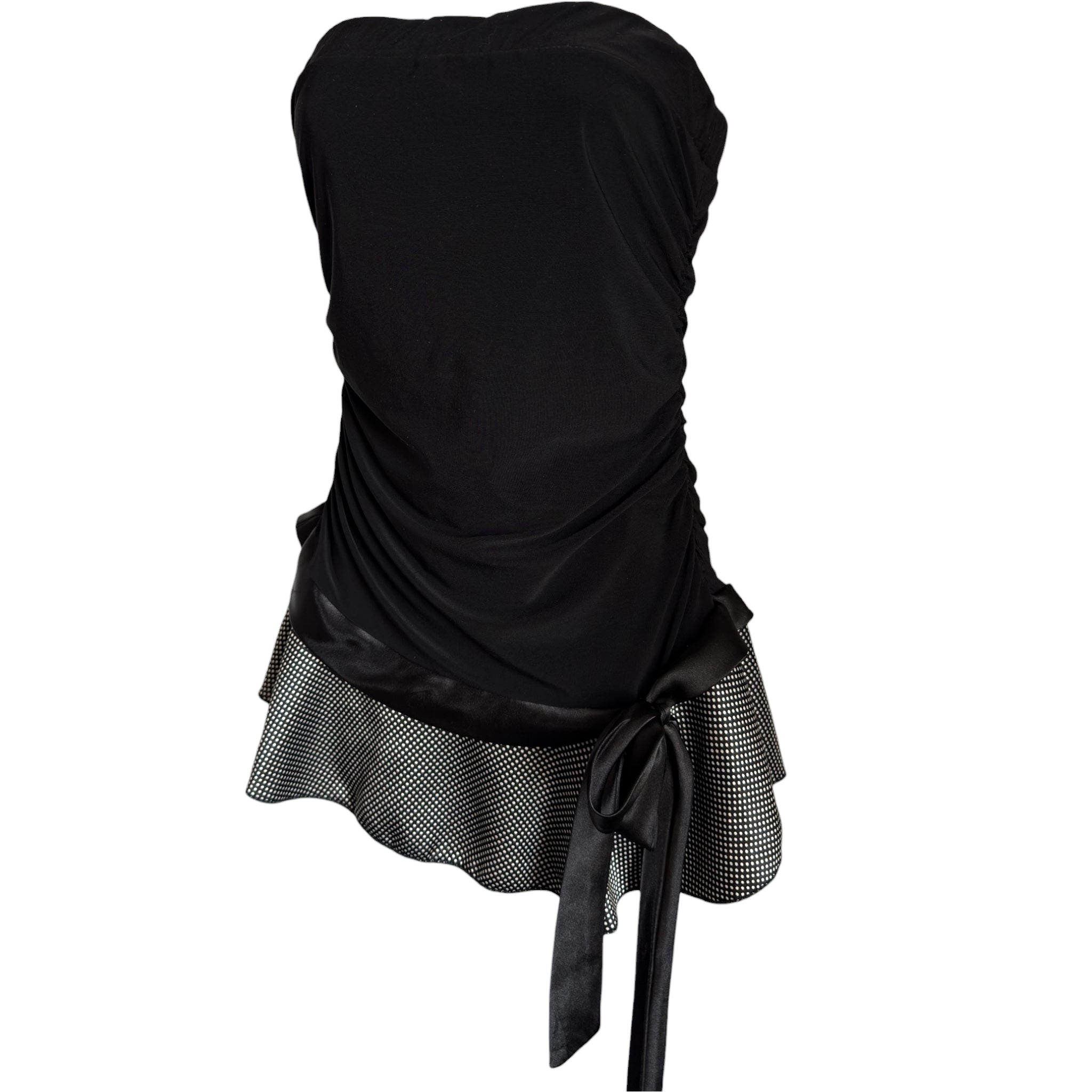 Y2K ruffle polka dot tube top (S/M)