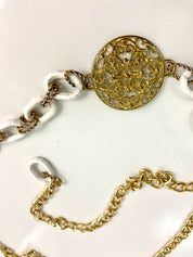 Vintage gold & white waist chain belt