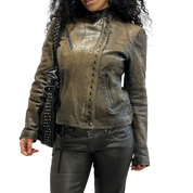 Vintage Italian Asymmetrical Zip Leather Jacket (M)