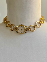 Gold watch choker