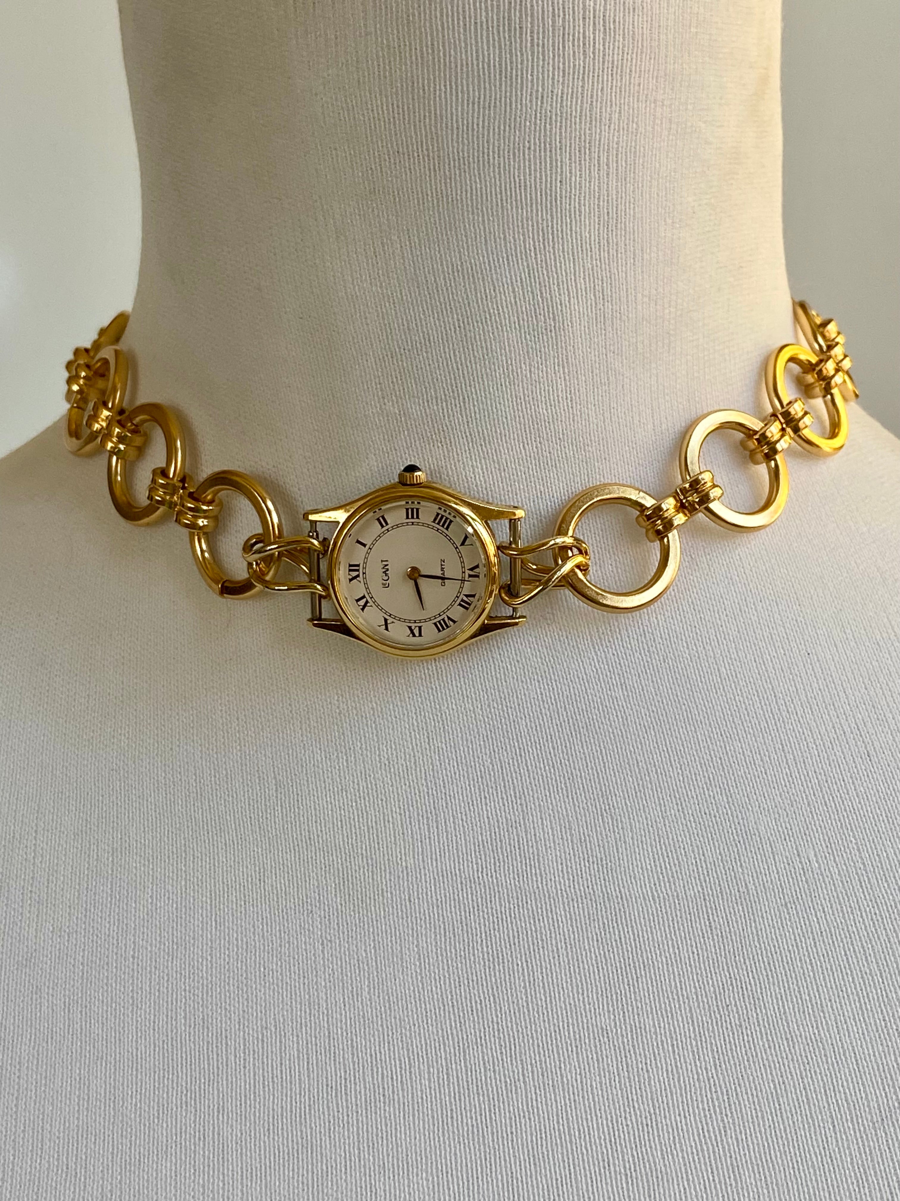 Gold watch choker