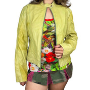 Vintage Lime Lambskin Leather Jacket (L)