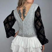 1960s Embellished Wool Balloon Sleeve Blouse (M)