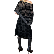 Vintage Striped Silk Poncho & Skirt Set (M)