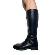 Deadstock Black Leather Buckle Calf Boots (UK 4.5 EU 37.5 US 6.5)