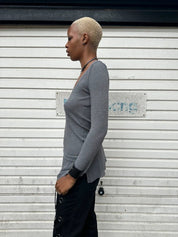 Vintage Italian Intimissimi Wool Layered V Neck Longsleeve (S)