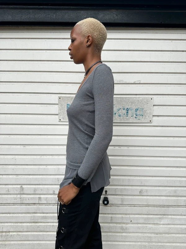 Vintage Italian Intimissimi Wool Layered V Neck Longsleeve (S)
